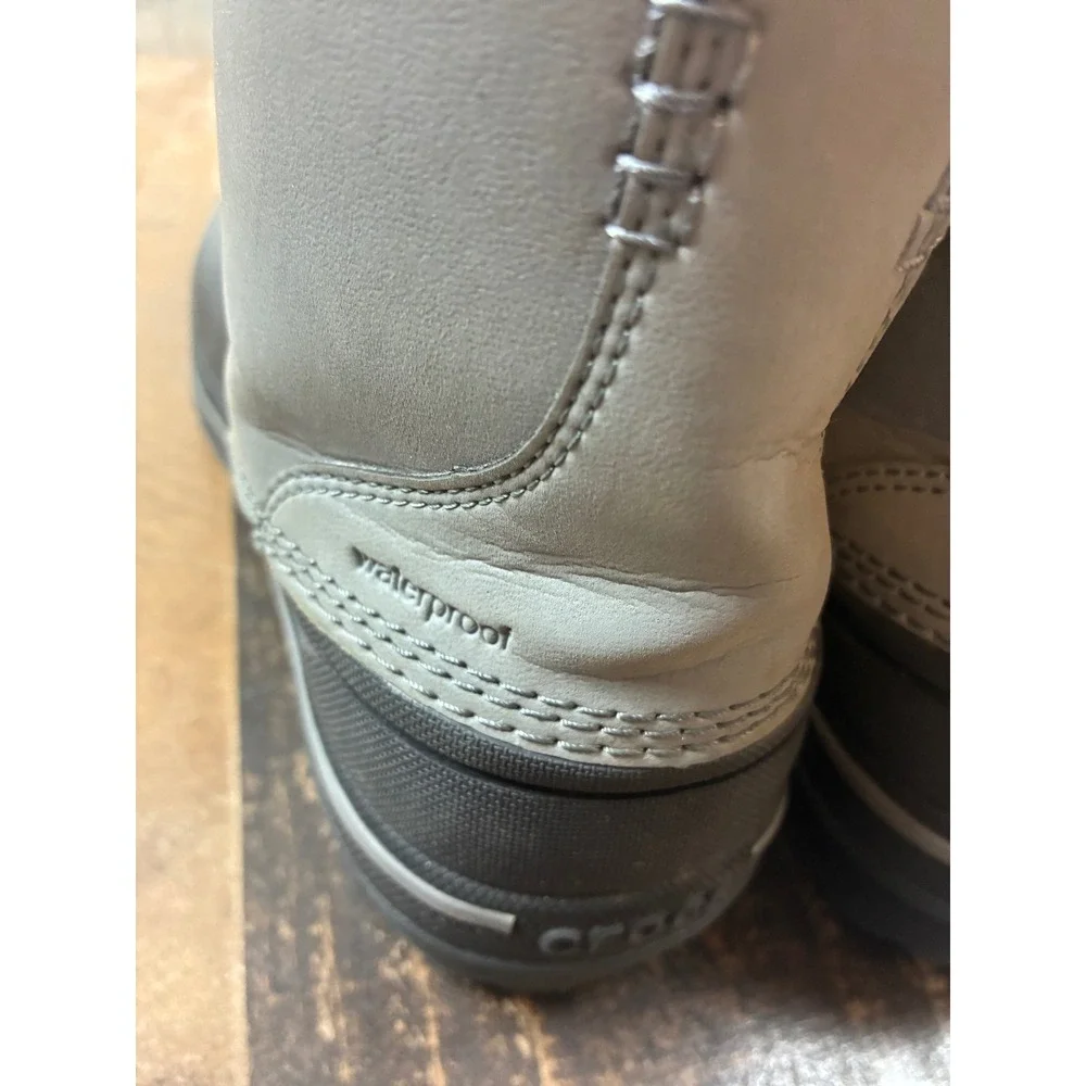 Crocs‎ AllCast II Luxe Winter Boots Grey Black Faux Fur Lined Mens 6 Womens 8